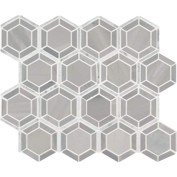 MSI Hexagono Grigio 12.4 in. x 12.4 in. Polished Marble Look Floor and Wall Tile (10.6 sq. ft./Case)
