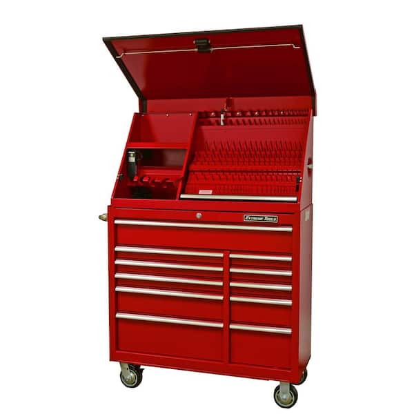 Extreme Tools 41 in. Portable Workstation 11-Drawer Tool Chest and Cabinet Combo in Red