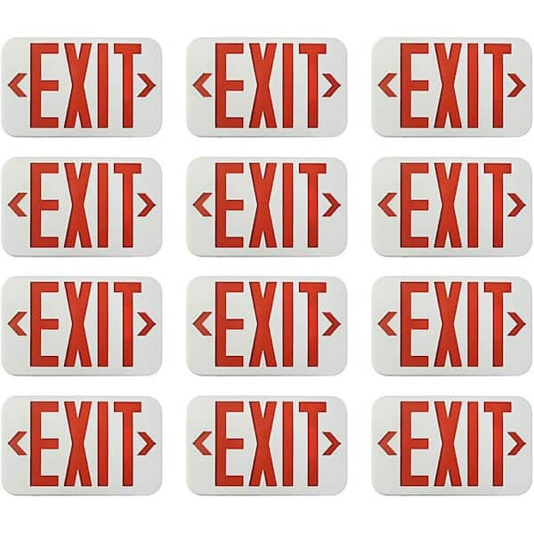 Ciata Led Emergency Exit Sign with Battery Backup Neon Exit Light, Single and Double-Sided, Red, 12 Pack