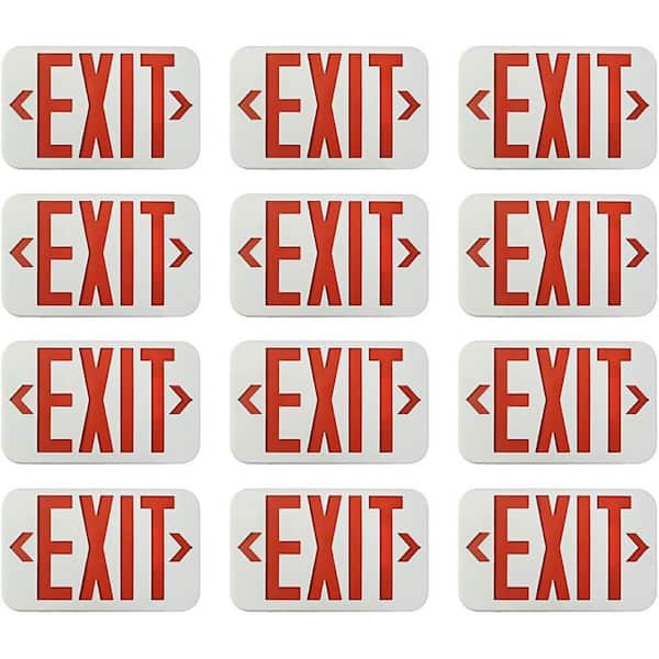 CIATA LIGHTING Ciata Led Emergency Exit Sign with Battery Backup Neon Exit Light, Single and Double-Sided, Red, 12 Pack