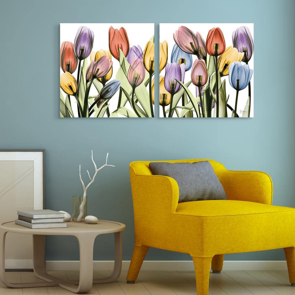 Tulip Scape X-Ray I & II Frameless Tempered Glass Wall Art Set