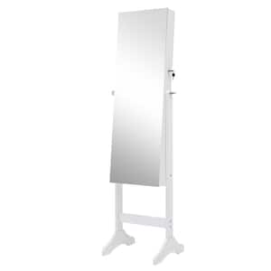 White Jewelry Storage Full-Length Mirror Cabinet with LED Light