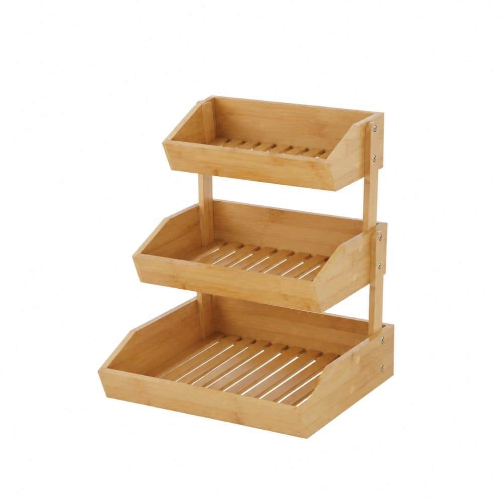 2-Tier Natural Bamboo Fruit Basket with Banana Hanger and Bread Organizer Counter Set Fruit Bowls & Baskets price history on PriceWatchPro