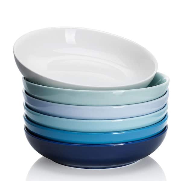 Sweese Porcelain Salad Pasta Bowls 22 Ounce, Set of 6, Cool Assorted Colors