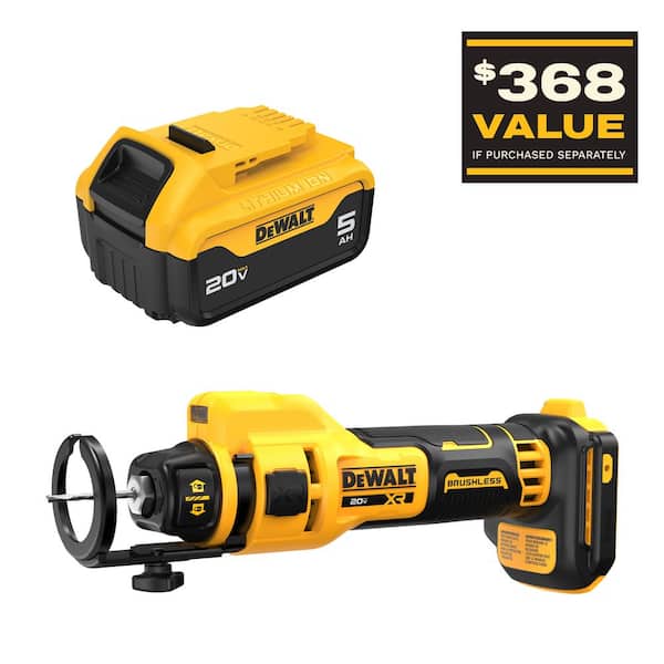 20V XR Lithium-Ion Cordless Rotary Drywall Cut-Out Tool with 20V Max Premium 5.0Ah Battery Pack