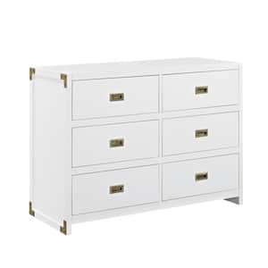 Mylan 6-Drawer Classic White Wood Dresser