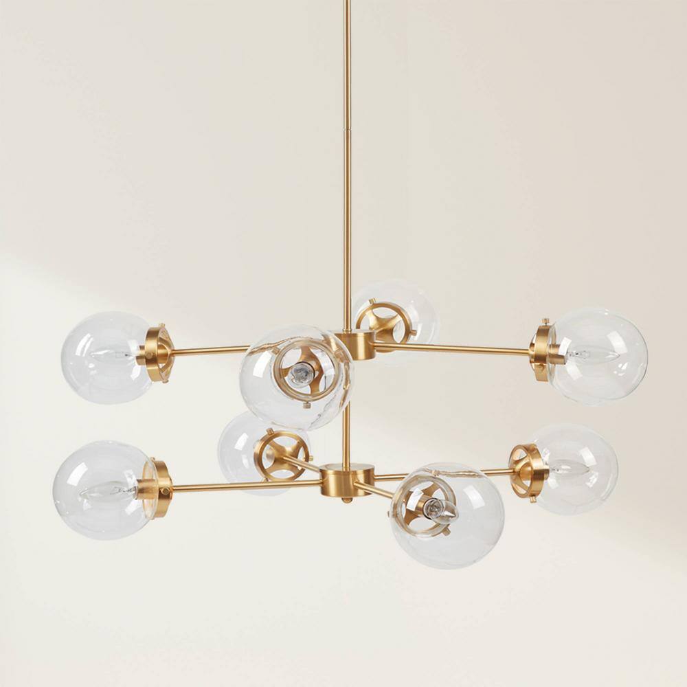 Calista 34" Gold and Glass 8-Light Chandelier