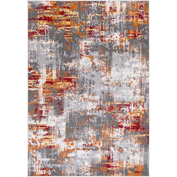 Livabliss Arboleas Burnt Orange 8 ft. x 10 ft. Modern Area Rug