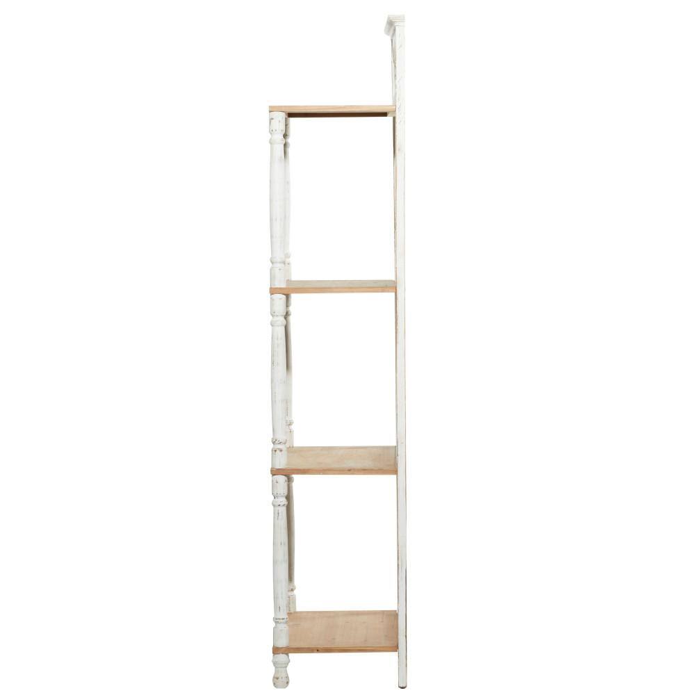 White Pinewood 71" 4-Tier Weathered Étagère