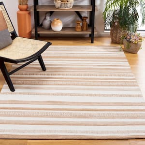 Striped Kilim Beige/Ivory 4 ft. x 6 ft. Abstract Striped Area Rug