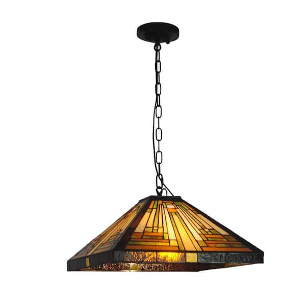 2-Light Multicolored Modern Pendant Light with Colorful Glass Shade and Adjustable Chain, No Bulbs Included