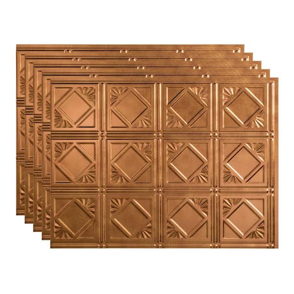 Fasade 18 in. x 24 in. Traditional # 4 Vinyl Backsplash Panel in Antique Bronze (Pack of 5)