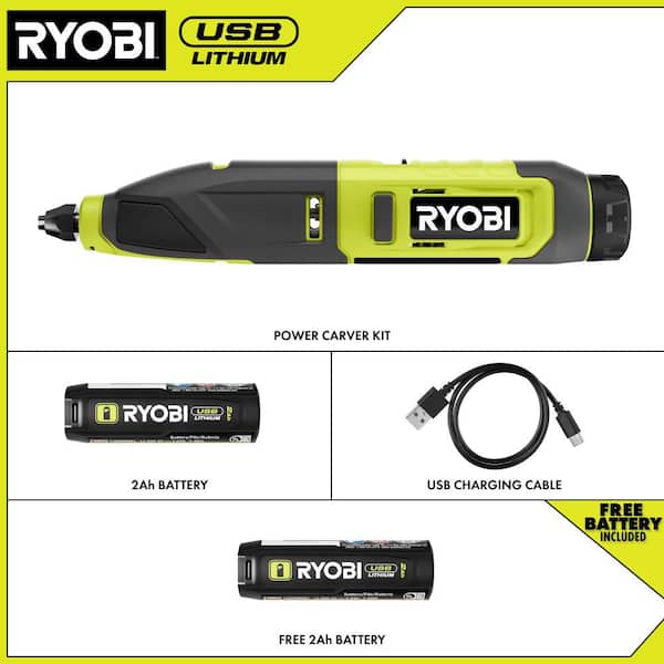 USB Lithium Power Carver Kit with USB Lithium 2.0 Ah Lithium Rechargeable Battery