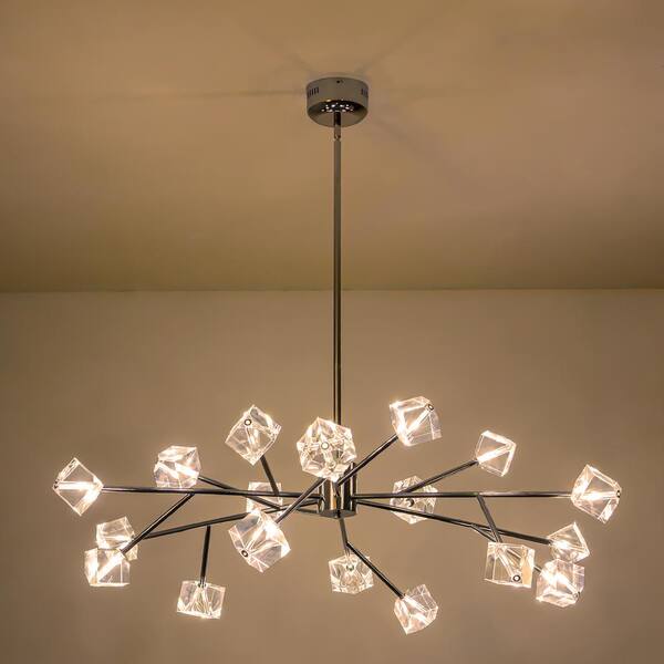 Rennnsan Ellie 18-Light Chrome Square Crystal Sputnik Chandelier