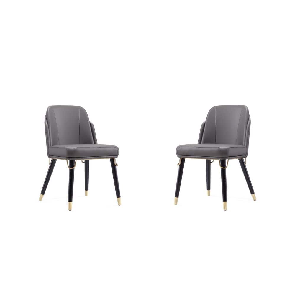 Estelle Pebble and Black Faux Leather Dining Chair Set