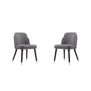 Estelle Pebble and Black Faux Leather Dining Chair (Set of 2)