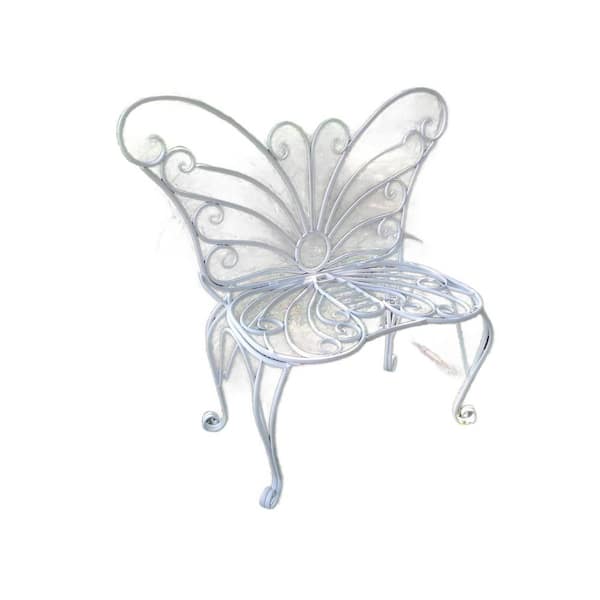 HI-LINE GIFT LTD. White Metal Garden Butterfly Bench