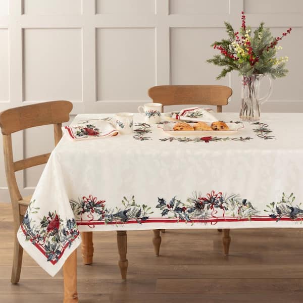 Lenox Holiday Winter Greetings Tablecloth, Multicolor - 60"W x 102"L