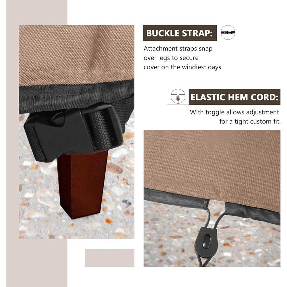 Rectangular Brown Polyester Gas Fire Pit Table Cover 48x28 in.