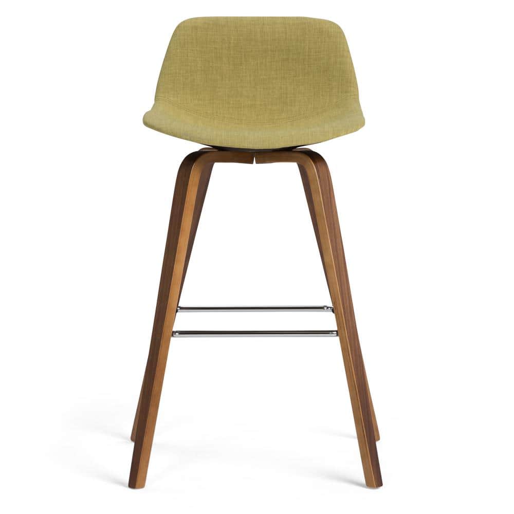 Mid-Century Modern Bentwood Counter Stool in Acid Green Linen Look