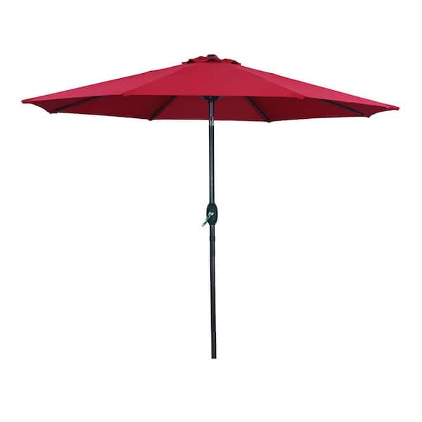 maocao hoom 9 ft. Market Round Outdoor Patio Umbrella without Base in Red