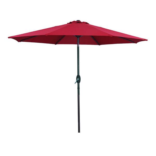 Tidoin 9 ft. Aluminum Market Umbrella Tilt Patio Umbrella in Red