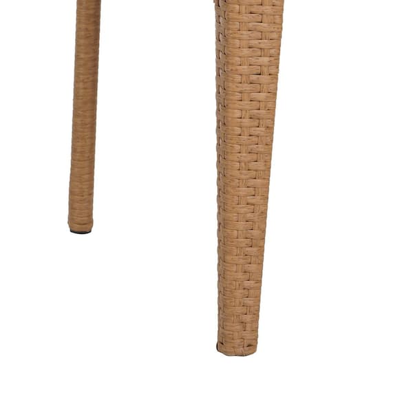 Light Brown Wicker Space-Saving Outdoor Dining Chairs with Diamond