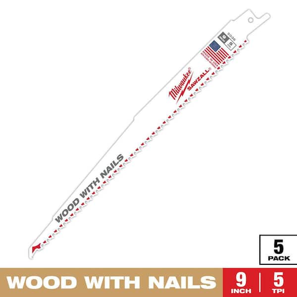 9 in. 5 TPI Thin Kerf Wood Cutting SAWZALL Reciprocating Saw Blades (5-Pack)