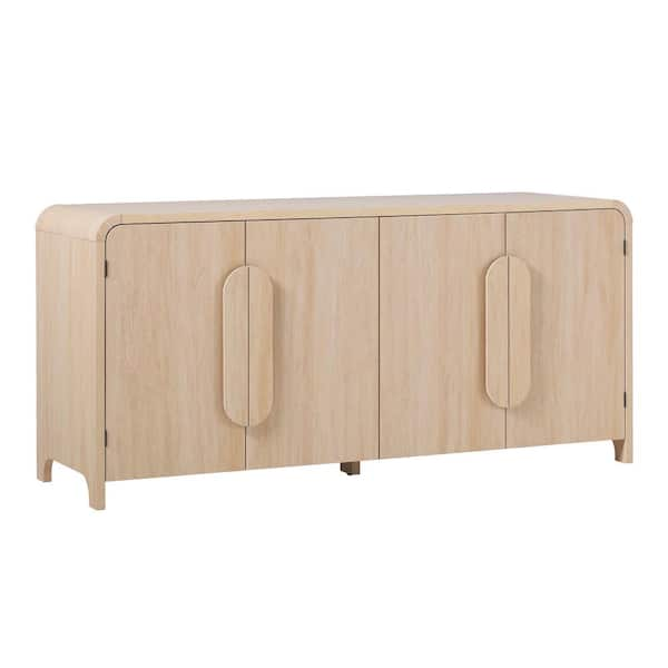 Modern Coastal Oak MDF 64 in. Sideboard with Rounded Waterfall Edges