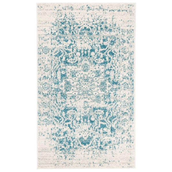 SAFAVIEH Madison Teal/Ivory Doormat 3 ft. x 5 ft. Geometric Area Rug