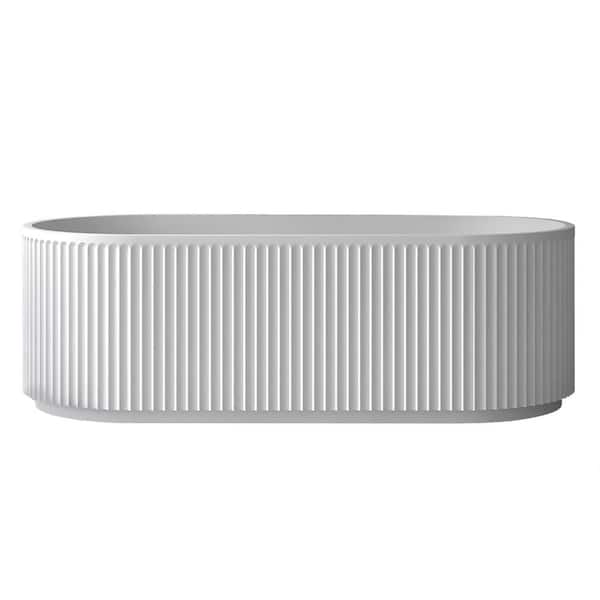 Cordona 59in. x 29. 5in. Soaking Bathtub with Center Drain in Matte White