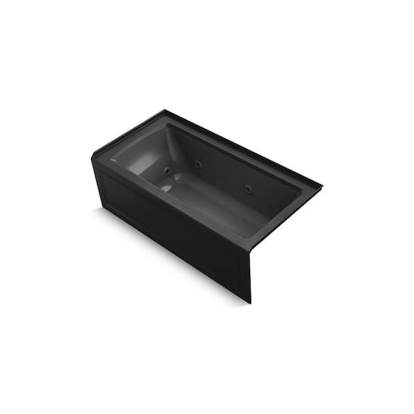 Archer 60 in. x 30 in. Whirlpool Bathtub with Right Drain in Black