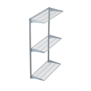 16 in. x 63 in. Mounted Steel Garage 3 Tiered Wire Wall Shelving in Gray