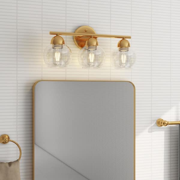 18.32 in. 3-Light Gold Vanity Light for Bathroom Lighting