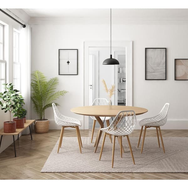 Jamesdar Kurv White Natural Dining, White Dining Room Chairs Set Of 2