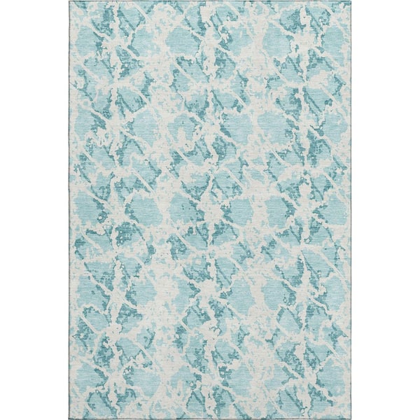 Addison Rugs Mayfield Premium Machine Washable Abstract AMF969 Teal 9 ft. x 12 ft. Area Rug