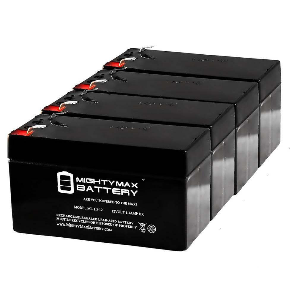 MIGHTY MAX BATTERY 12V 1.3Ah Replacement Battery For D1.3S - 4 Pack ...