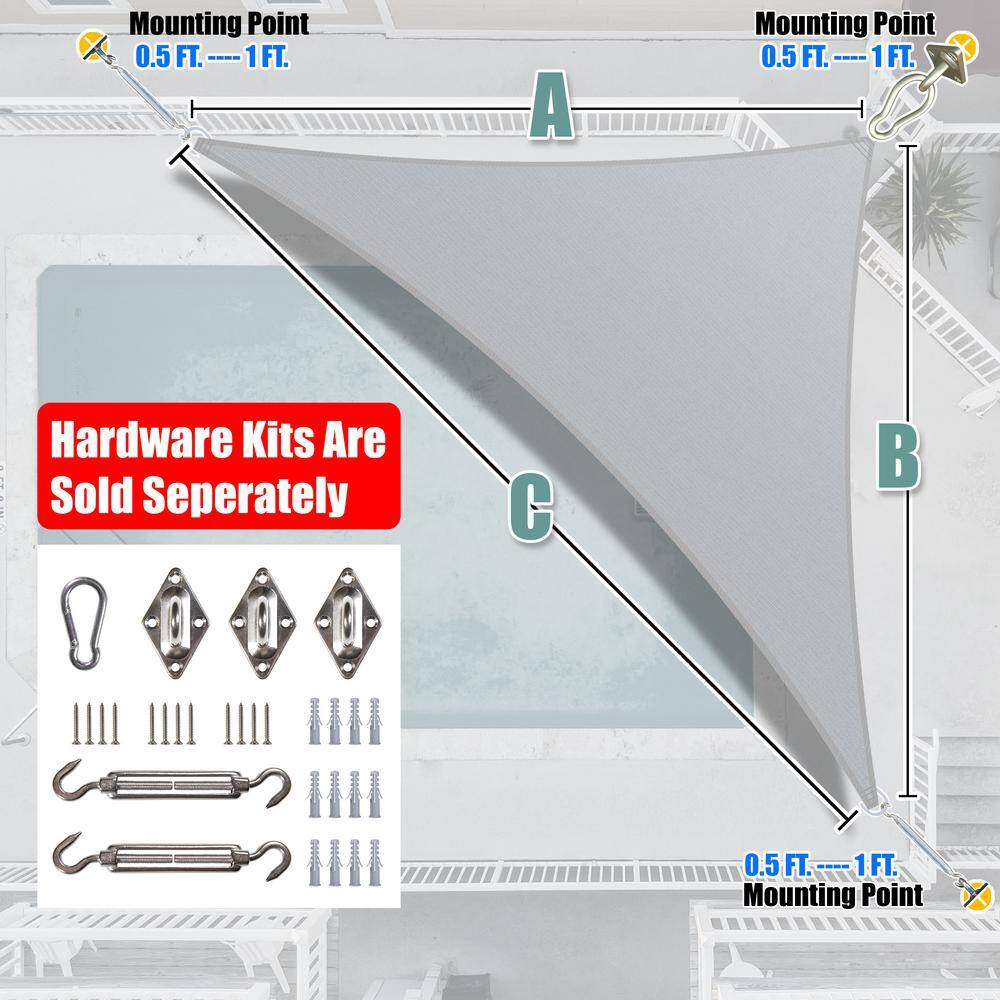 Gray 12' x 12' x 17' HDPE Triangle Sun Shade Sail Canopy