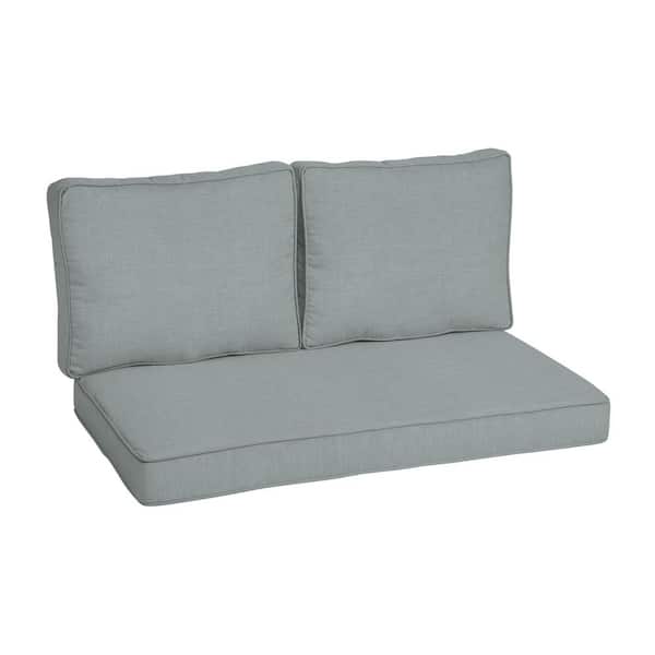 ARDEN SELECTIONS 46 in. x 26 in. Outdoor Loveseat Cushion Set in Stone Grey Leala