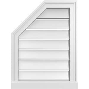 18 in. x 24 in. Octagonal Surface Mount PVC Gable Vent: Functional with Brickmould Sill Frame