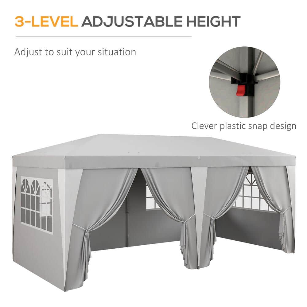 19 ft. Gray Pop Up Canopy Tent with Removable Sidewalls and Windows