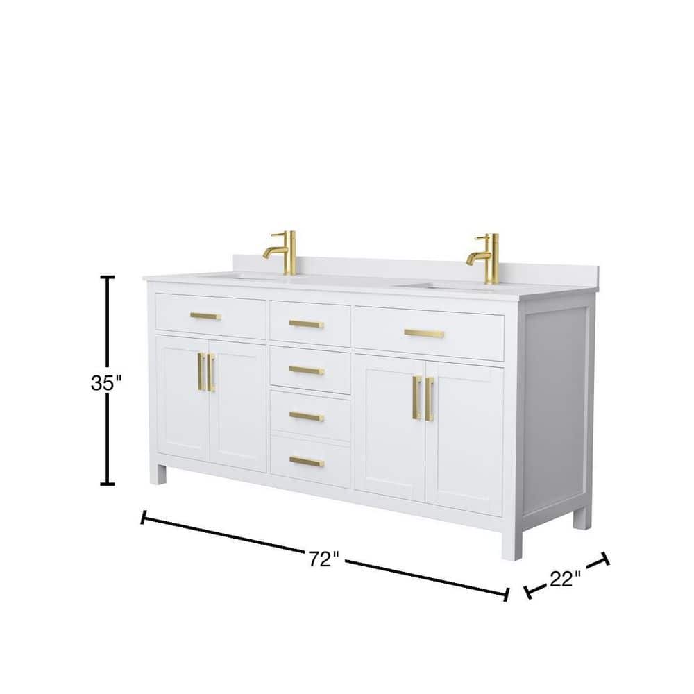 Beckett 72" White Double Freestanding Bathroom Vanity with Cultured Marble Top