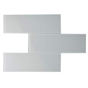 Glass Subway 3 in. x 9 in. x 6mm Wall Tile Case - True Gray (27 Piece, 5 Sq.ft.)