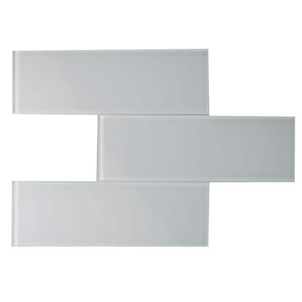 Giorbello Glass Subway 3 in. x 9 in. x 6mm Wall Tile Case - True Gray (27 Piece, 5 Sq.ft.)