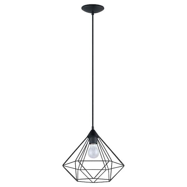 Eglo Tarbes 12.50 in. W x 72 in. H 1-Light Matte Black Pendant Light with Metal Shade