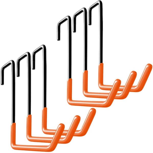 6 Pack Large S Hooks for Garage Rafters, 5.6 x 7.7 in Heavy Duty Steel with Non-Slip PVC Coating, 50 lb Capacity