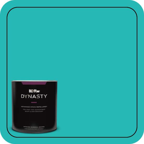 BEHR DYNASTY 1 qt. #MQ4-21 Caicos Turquoise One-Coat Hide Eggshell Enamel Interior Stain-Blocking Paint and Primer