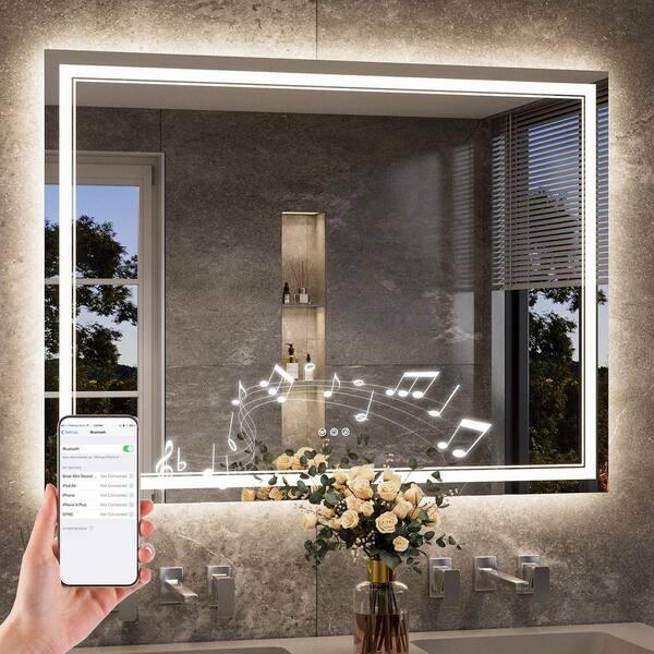 KeonJinn 48 in. W x 36 in. H Rectangular Frameless Wall LED Lighted ...