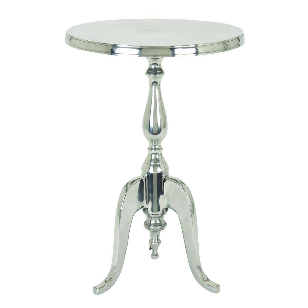 Benzara Silver Traditional Style Aluminum Table with Pedestal Base BM01816  - The Home Depot