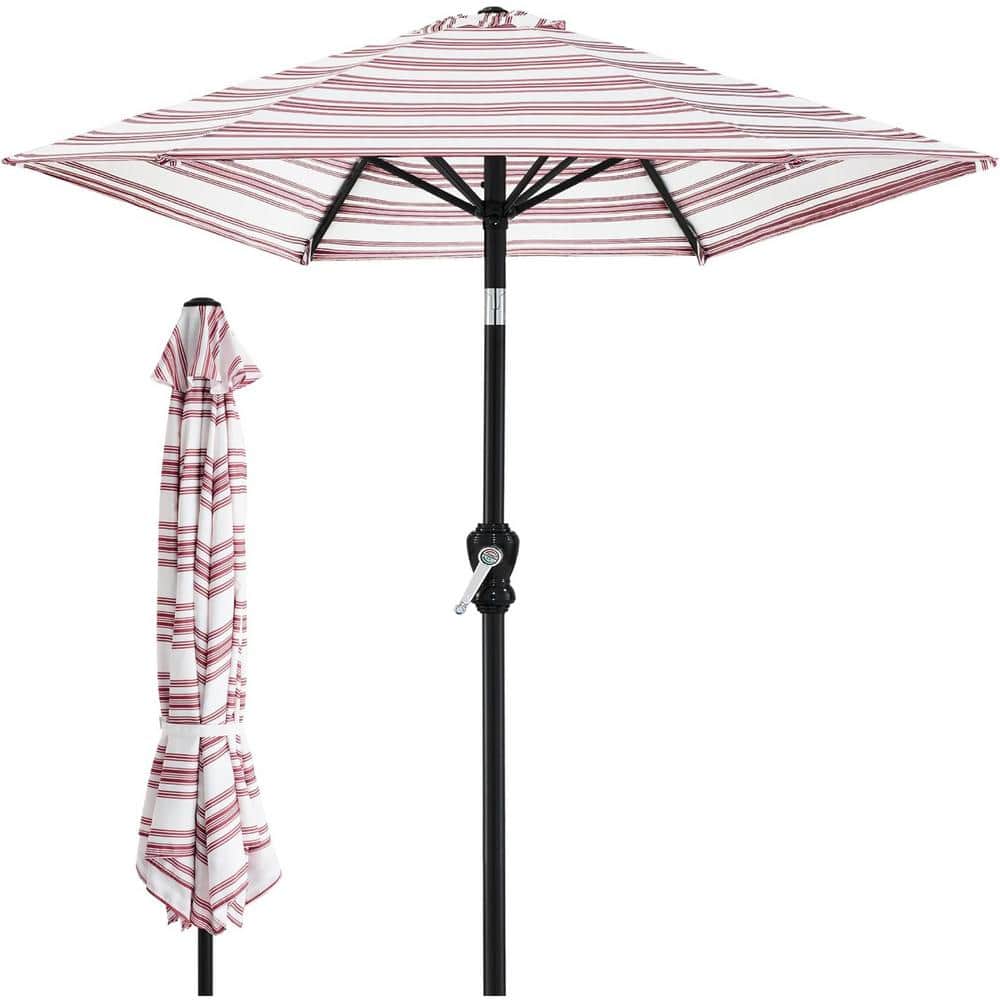 10 ft. Solid Steel Pole Market Tilt Patio Umbrella with Crank Lift in Strip